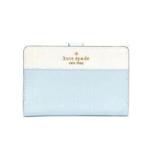 New Kate Spade Madison Medium Compact Bifold Wallet Leather Crisp Sky Multi